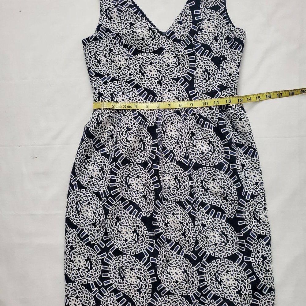 Shoshanna Women's Blue & White Geo Print Shear Floral Lace Mini Dress Size 0/ XS - Picture 12 of 14